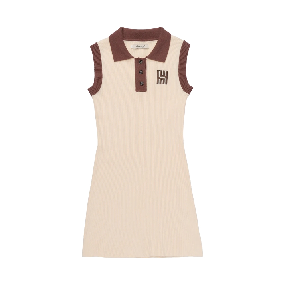 NWT Women's Honor The Gift Cream and Brown Ribbed Tennis Dress